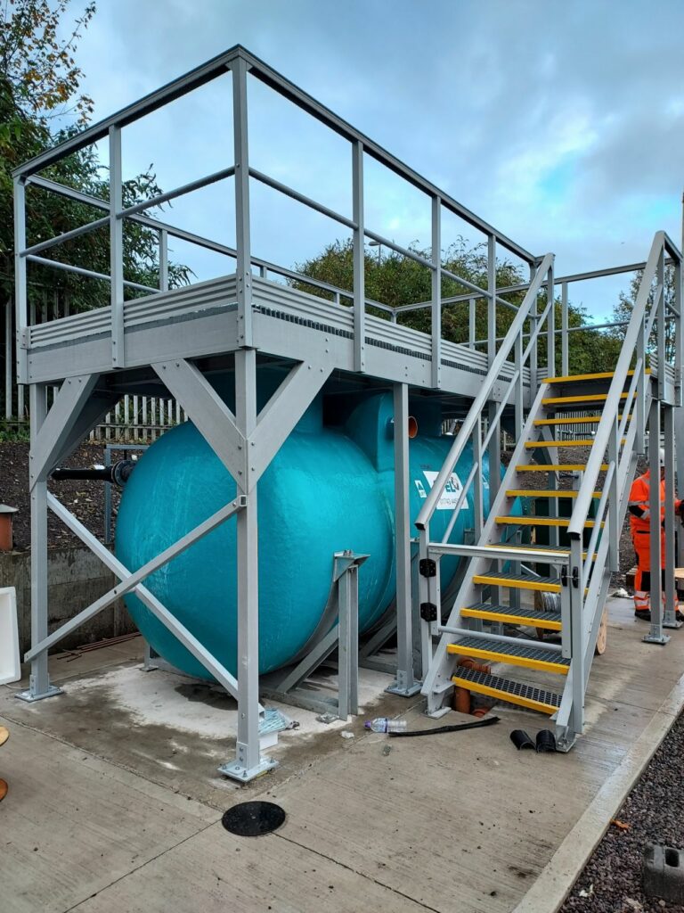 GRP stairs and platform on site