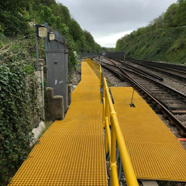Yellow GRP Grating used on railways